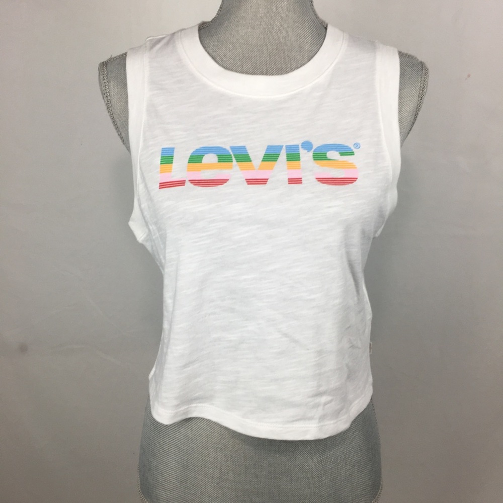 Levi’s Crop Tank Top Multicolored Logo Women XS